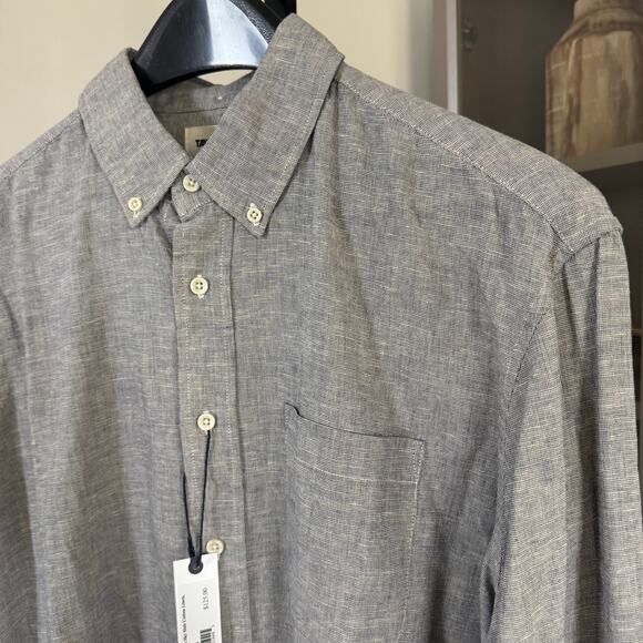 Taylor Stitch The Jack Blue Sky Club Shirt 44 NEW Woven Linen Cotton Long Sleeve - Picture 3 of 7